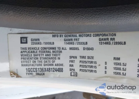 2004 Chevrolet Colorado Ls z USA, uszkodzony, nr VIN 1GCCS136X48124488